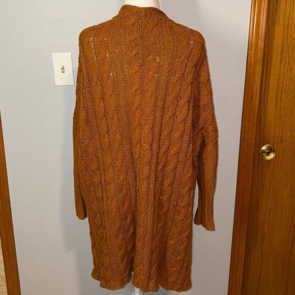 Free People chunky cable knit oversized tunic sweater burnt orange size XS - Picture 6 of 10